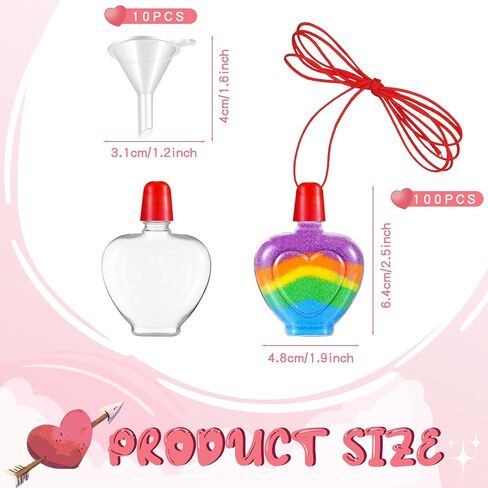 100 PCS HEART SAND ART BOTTLE NCELLOCES SAND FOR KIDS DIY ART ACTICTION GROUP شملت 10 أجهزة كمبيوتر صغيرة من مسارات صغيرة من البلاستيك المصغرة in Kuwait