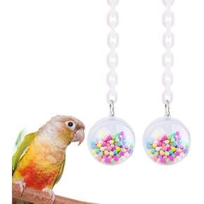 FlidRunest Bird Toys, 2 Pack Parrot Pull Clear Ball Colorful Acrylic Ball Toys Bird Chew Toys for Parrot, African Grey, Conure, Parakeet, Cockatiel, Cockatoo, Macaw, and Similar Birds