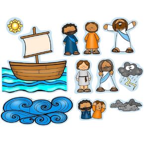 Jesus Calms The Storm Felt Figures for Bible Flannel Board Stories Miracles New Testament (Medium)