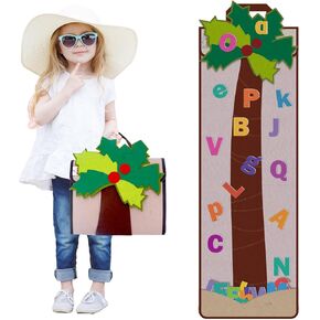 CHEFAN Felt Letter Tree, Coconut Tree Alphabet Bag for Early Education Storytelling, Felt Story Board Set Props from The Childhood Favorite Book, Felt Board for Wall Teaching Home Classroom Play