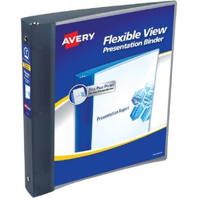 Avery Flexible View 3 Ring Binder, 1 Inch Round Rings, 1 Gray Binder (17676)