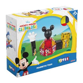 Tytan Tiles Officially Licensed Disney Mickey Mouse Clubhouse Magnetic Tile 37-Piece Building Set, Powerful STEM/STEAM Learning Workbook, Creative Play, Shape & Pattern Recognition, Ages 3+