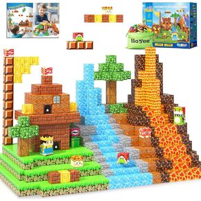 100pcs Magnetic Blocks - Build Mine Magnet World Game Adventure Set STEM Building Toys for Kids 3+ Years Old 1’’ Magnetic Cubes for Boys Toddler Boy Toys Gifts Toys for Ages 3-5 5-7 8-12