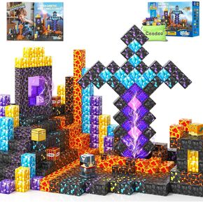 Magnetic Blocks - Build Mine Magnet World Magic Sword Portal Set, Building Toys Magnetic Tiles for Kids 3+, Classroom Must Haves Sensory Toddlers Toys Kids Games Gift for Boys & Girls 3-5 5-7