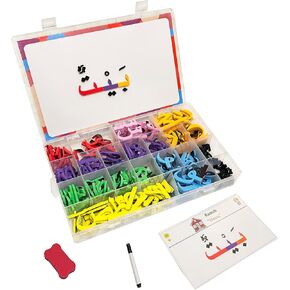 Magnetic Arabic Letters Kit 374 Pcs for Kids, Arabic Alphabet Puzzle Board, 30 PCS Arabic Flash Cards, Arabic Learning Toys for Toddlers