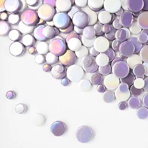 200g Round Iridescent Glass Mosaic Tiles, Bulk Mosaic Tiles for DIY Crafts, Flower Pots, Vases, Mugs, Garden Decoration,Purple Mix