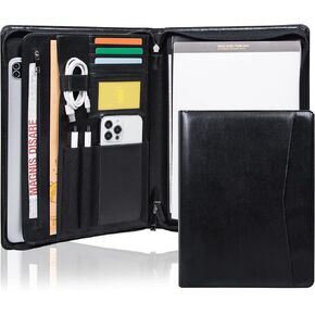Business Vegan Leather Folder with Clipboards, Portfolio Binder Organizer, Business Portfolio for Men/Women, Zipper Portfolio Notebook, Binder with clipboard, Personalized Gift for Friends