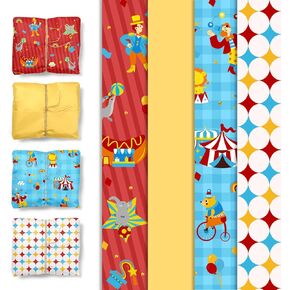 NICROLANDEE Carnival Circus Wrapping Tissue Paper, 24 Sheets Circus Red Yellow Blue Tissue Paper, Circus Theme Gift Wrap Present Paper for Carnival Theme Birthday Baby Shower Party, 20 X15 Inches