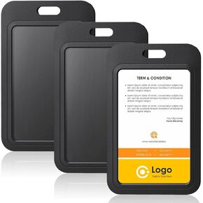 3 Pack Badge Holder, Vertical Sliding ID Badge Holder, Hard Plastic ID Card Holder with Clear Window for Office School ID Credit Cards Proximity Key Cards Driver Licenses and Passes