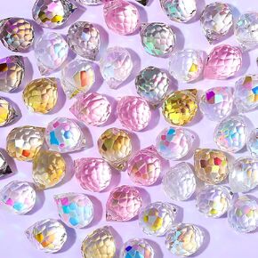 Crystal Beads, 50pcs Glass Beads, Assorted Crystal Beads for Jewelry Making, Shiny Teardrop Shape Jewelry Beads Glass Beads Bulk for DIY Craft Necklace Bracelet Earring(8x10mm, Mixed Colors)