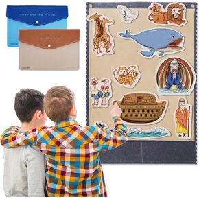 CHEFAN 2 Pack Felt Board Bible Stories Set, Flannel Felt Board for Toddler Include Noah's Ark, Jonah and The Whale, Felt Story Board Pieces for Preschool Activities