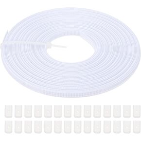 PATIKIL Boning for Sewing, 15 Yard 6mm Wide Polyester Sew-Through High Density Corset Boning with 60 Pcs End Caps for Corset Wedding Dress Hat Cap DIY, White