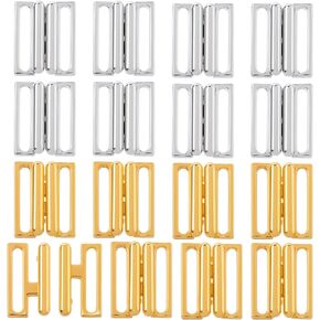 PAGOW 16 Sets Bra Strap Hooks, Metal Bra Buckle Replacement, Adjustable Bathing Suit Clips for Swimming Suit, Alloy Bra Strap Buckle Accessory for DIY (Gold and Silver)