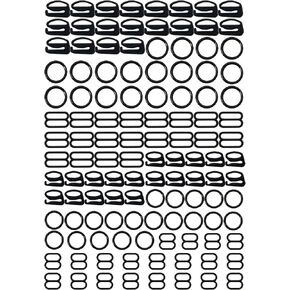 Tupalizy 120PCS Bra Strap Hooks Replacement for Sewing Bikini Halter Swimsuit Top Lingerie Rings Nylon Bathing Suit Clips Clasp Adjustment Sliders for Nightgowns Slip Dress,3 Styles,8mm and 12mm,Black