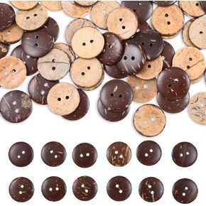 100PCS Natural Coconut Buttons 4/5"(20mm) Wooden Brown Buttons with 2 Holes for Sewing, Crafts Decoration, DIY, Shirt, Clothing Replacement