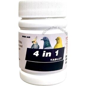 4 in 1 Tablets Medicine for Pigeons, Canary, Finches, Parakeet, Cockatiels, Parrots, Cage Small Birds, and Aviary Birds …
