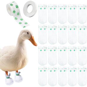 20 Pcs Disposable Booties for Duck Feet, Bumble Foot Wound Care Treatment for Real Duck Pet Duck Supplies with Green Bandage, Large Size
