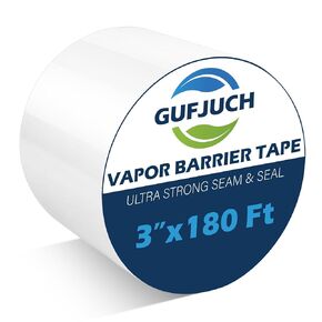 Vapor Barrier Seam Tape, Polyethylene White Tape For Crawl Space Moisture Barrier, Underlayment Seam Sealer, Shrink Wrap Tape For Metal Building Insulation Repair, Roofing Marine, Waterproof Pe 9mm