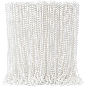 50 Pcs Faux White Pearl Beaded Necklaces Bulk, 7mm 31.5 Inch White Pearl Bead Necklaces For Wedding Birthday Party Decoration, Women Costume Party Dress-up Accessories