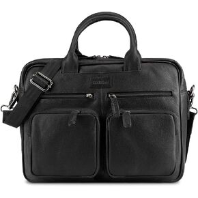 LEABAGS Dallas Leather Shoulder Bag I 15" Laptopbag I Genuine buffalo leather messenger bag I Vintage leather bag I Work bag