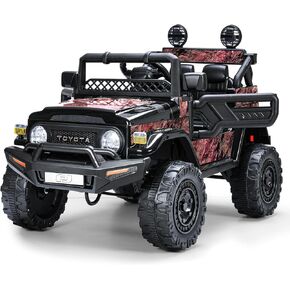Toyota FJ Cruiser 12V 7AH Ride On Truck ، سيارة كهربائية للأطفال الصغار مع التحكم عن بُعد ، مصابيح LED ، تعليق الربيع ، مكبر صوت Bluetooth ، راديو FM ، السيارات التي تعمل بالبطارية للأطفال للقيادة
