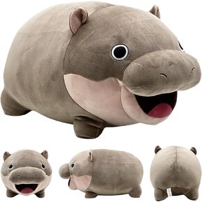 SUPERBE Moo Deng Plush Toys, MooDeng Hippo Plush Pillow, Moo Deng Hippopotamus Plushie Doll, Cute Soft Stuffed Animals for Kids Fans Christmas Birthday Gift