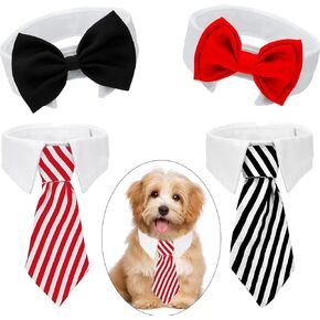 Syhood 4 Pieces Pet Bow Ties Adjustable Pet Neck Costume Formal Dog Collar for Small Dogs and Cats Puppy Grooming Tie Party Accessories