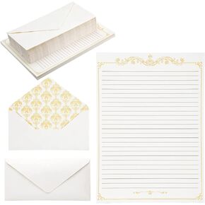 Eersida 150 Sheets Vintage Stationery Paper and Envelopes Letter Set Includes 100 Vintage Letter Writing Paper and 50 Envelope for Office Library(7.25 x 10.2 Inch,Lined Style) in Kuwait