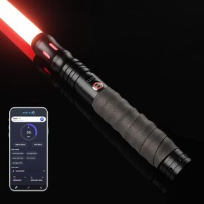 Smooth Swing Dueling Lightsabers with APP - Infinite RGB 16 Colors Changeable Light Sabers, Motion Control Metal Hilt Light Saber for Adults Teens Gift, 16 Sounds Fonts, Battery Recharge, Black