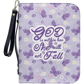 Bible Cover Case for Unisex Stylish Bible Bag with Detachable Black Ribbon Church Tote Bag Zippered Book Handbag