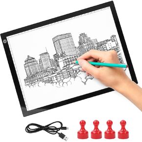 ALLOMN A4 Light Box for Tracing, USB Charging Tracing Light Box with Acrylic Dimmable Light Board, Light Board for Tracing for Drawing, Painting, Sketching, Animation