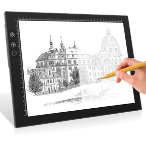 Portable Rechargeable A4 Light Box for Tracing, Ultra-Thin Led Light Pad Adjustable Light Board for Weeding Vinyl, Drawing, Tattoo, Sketching, Animation, Diamond Drawing, Watercolor Drawing