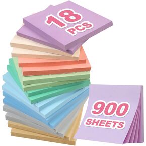 Joyberg 18 Pads Sticky Notes, 3x3" Aesthetic Sticky Notes, 9 Colors of Neutral Notes for Office, School, Home Desks, and More, 50 Sheets/Pad