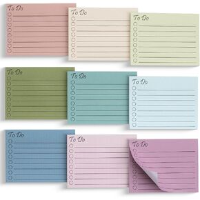 Mr. Pen- to Do List Sticky Notes, 3"x4", 9Pads, 450 Sheets, Earth Pastel Colors, to Do List Notepad, Lined Sticky Notes, to Do List Planner, Daily to Do List Notepad, to Do Notepad, Todo List Notepad