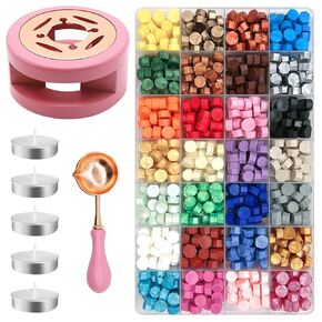 847Pcs 28 Colors Sealing Wax Beads, Wax Warmer and Candle, Sealing Wax Pellets Kit for Wax Seal Stamp, Letter Wax Seal DIY Craft
