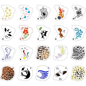 Depvision Reusable Face Paint Stencils 20 Pieces Small Kids Face Painting Stencils for Eyes,Cheeks