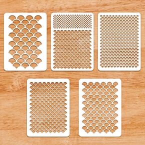 Ymapinc 5Pcs Mermaid Makeup Stencil for Women, Cute Fish Scale Stencils Face DIY Paint for Costume Accessories Templates Make Up Cake Decor Craft