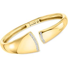 Ross-Simons 0.15 ct. t.w. Diamond Asymmetrical Cuff Bracelet in 18kt Gold Over Sterling. 7 inches