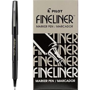Pilot Fineliner Markers pen set, Black fine point line for drawing, 12 count per box