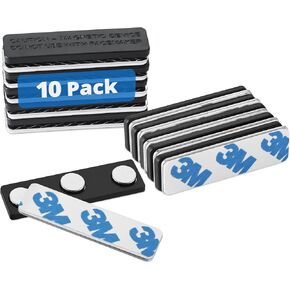 Mifflin-USA Name Tag Magnets (10 Magnets, 1.75 x 0.5 inches), Name Tag Magnet Backs w/ 3 Extra-Strong Neodymium Magnets for ID Badge Holders