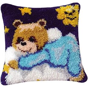 XZJPX DIY Latch Hook Kits - Printed Canvas Cushion & Rug Cover with Crochet Yarn & Needlework Hook - Perfect for Home Decor, Sofa Throw Pillow, Christmas & Seasonal Decorations - 17x17in