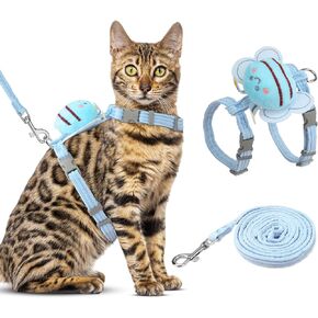 Cat Harness and Leash Set for Walking, Escape Proof Kitten Adjustable Step Vest Harnesses for Small Cats and Dogs Lightweight Easy Control Soft Jacket for Kitten Outdoor Walking Pink