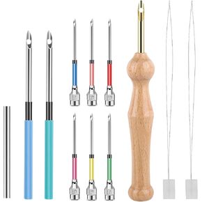 Punch Needle Kit with Storage Box, 12PCS Embroidery Punch Needle Tool Adjustable Complete Punch Needle Set Punch Needle Threader Embroidery Punch Needle Set for Adults Beginner DIY Craft Floss Cross