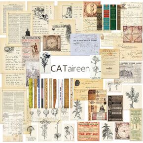 Cataireen Junk Journal Vintage Elements Decoupage Old Poster Paper Ruler Bullet Travel Mediaced Media Supplies Scrapbook Accessories 50 PCS