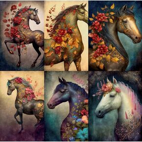 Horse Rice Paper, 8 x 10.5 inch (6pc) - Mulberry Paper for Decoupage Scrapbooking Cards Crafts by Craft Kreatively