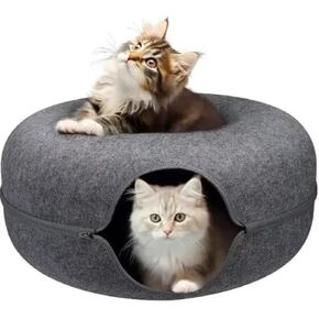 Cat Cave Donut for Large Cats and Small Dogs Up to 30 lbs | Pet Cat House Tunnel Bed | Washable & Scratch-Resistant Pet Bed | Versatile Donut Cat Cave | Covered Cat Beds for Indoor Cats Large | Hegale