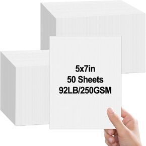 party greeting 50 Sheets Linen Invitation Cardstock 5x7 White Blank 92lb 250GSM Cover Card Stock Heavyweight Textured Paper Cardstock for Printer Index Cards Postcards Invitations Greeting