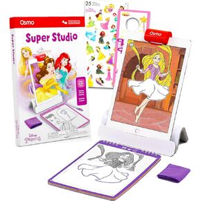 مجموعة رسم Osmo Super Studio Disney Princess - حزمة مع قاعدة Osmo ، Disney Princess Learn Coll ، صفحات التلوين ، الملصقات ، المزيد | لوحة رسم Osmo iPad للفتيات