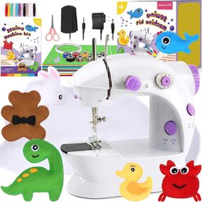 Woiworco Mini Sewing Machine for Beginners, Portable Sewing Machine, Beginner Sewing Machine, Small Sewing Machines with Sewing Kit Stuffed Animal Felt, Sew & Stitch Arts and Crafts Kit ﻿