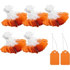 500PCS Price Tags with String Attached, Marking Strung Tags Writable, Price Labels Display for Pricing Gift Jewelry (1.38"×0.87", Orange)